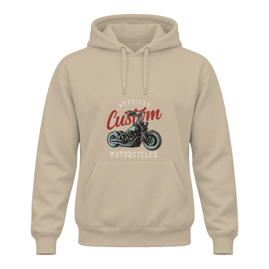 Hoodie — Moto custom · Esprit mécanique — الأمام — بيج